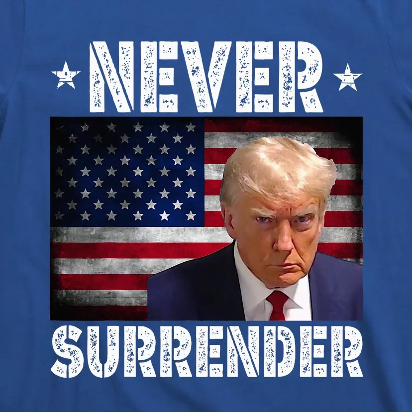 Donald Trump President Mugshot Never Surrender USA Flag T-Shirt