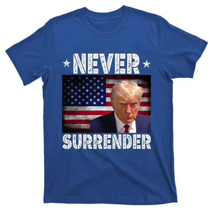 Donald Trump President Mugshot Never Surrender USA Flag T-Shirt