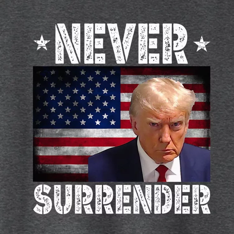 Donald Trump President Mugshot Never Surrender USA Flag Women's Crop Top Tee