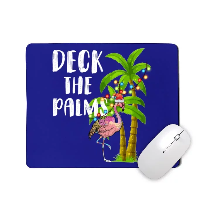 Deck The Palms Tropical Christmas Pink Flamingos Palm Tree Gift Mousepad