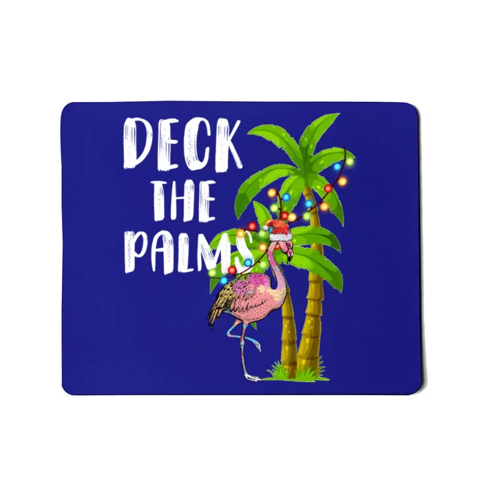 Deck The Palms Tropical Christmas Pink Flamingos Palm Tree Gift Mousepad