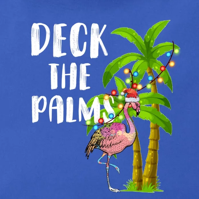 Deck The Palms Tropical Christmas Pink Flamingos Palm Tree Gift Zip Tote Bag