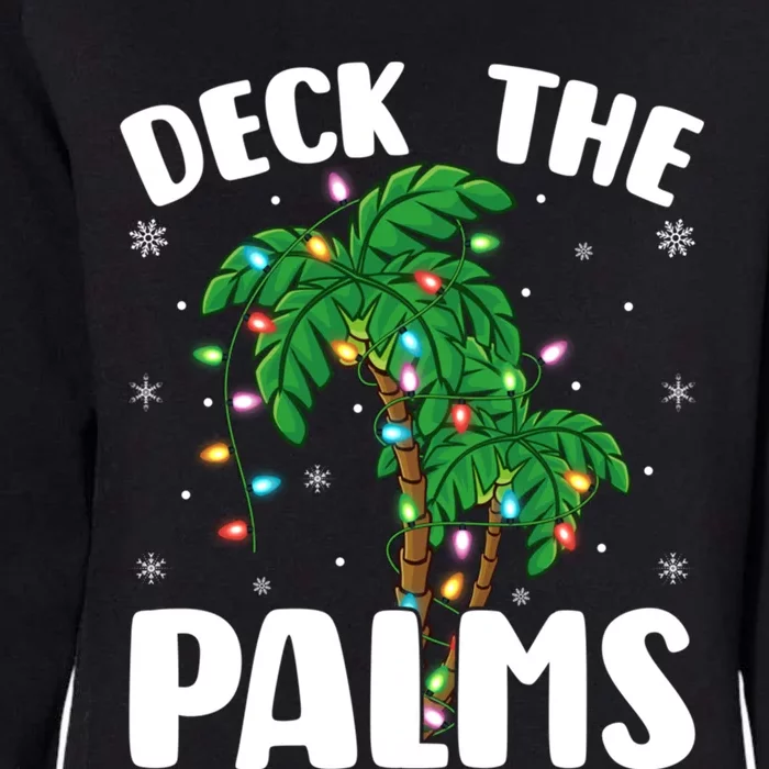 Deck The Palms Tropical Funny Hawaii Christmas Tree Lights Gift Womens California Wash Sweatshirt