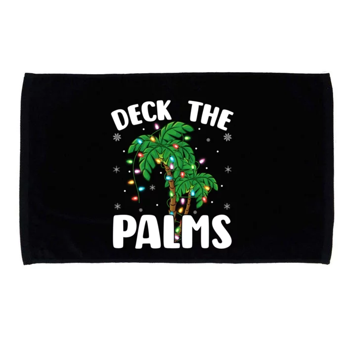 Deck The Palms Tropical Funny Hawaii Christmas Tree Lights Gift Microfiber Hand Towel