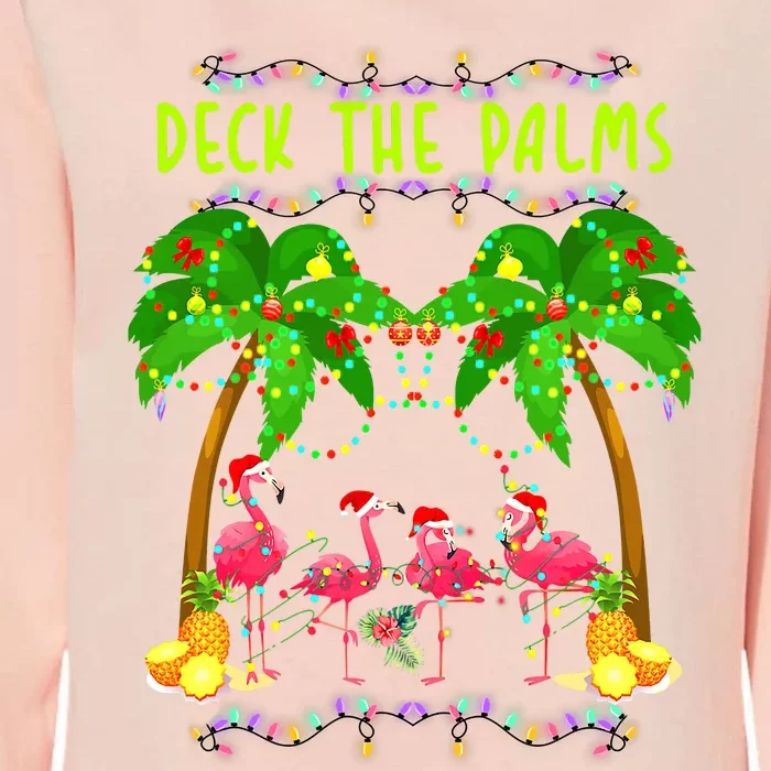 Deck the Palms Merry Flamingo Christmas funny Womens California Wash Sweatshirt