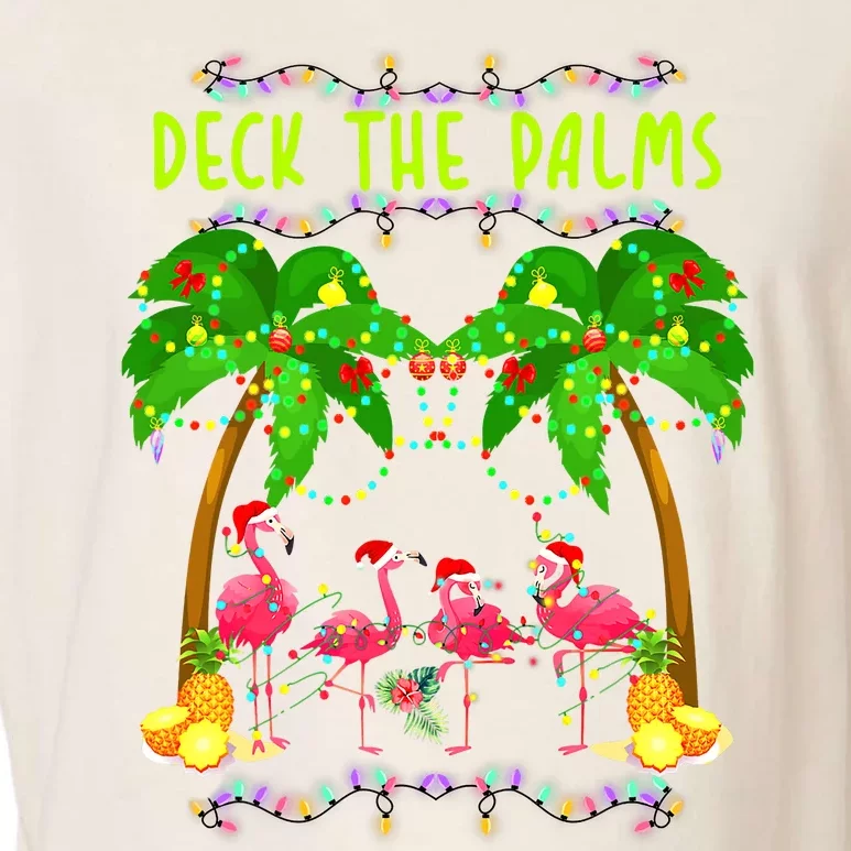 Deck the Palms Merry Flamingo Christmas funny Garment-Dyed Women's Muscle Tee