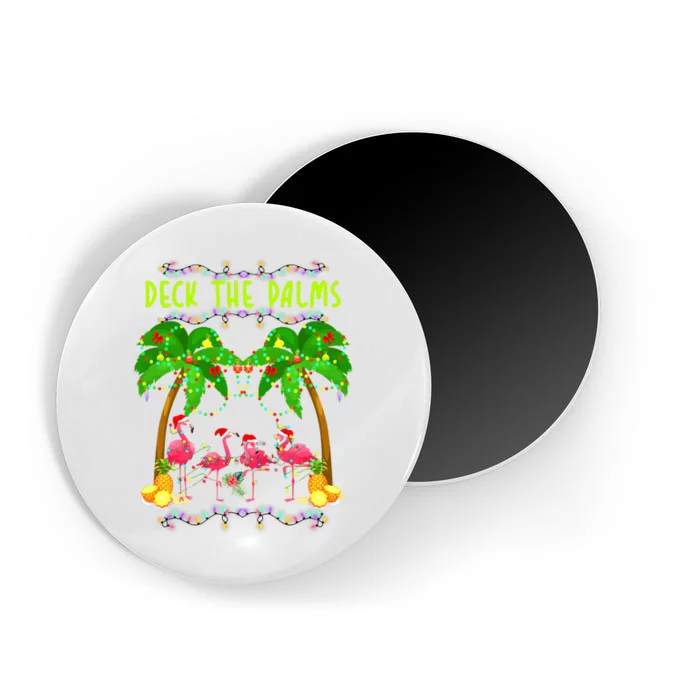 Deck the Palms Merry Flamingo Christmas funny Magnet