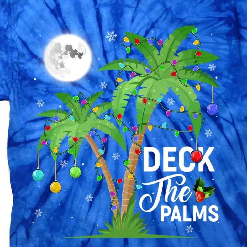 Deck The Palms Tropical Funny Xmas Tree Lights Gift Tie-Dye T-Shirt