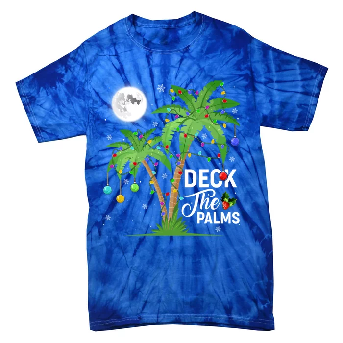 Deck The Palms Tropical Funny Xmas Tree Lights Gift Tie-Dye T-Shirt