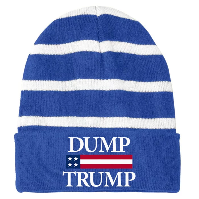 Dump Trump Political Striped Beanie with Solid Band