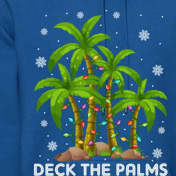 Deck The Palms Tropical Hawaii Merry Christmas Hawaiian Gift Premium Hoodie