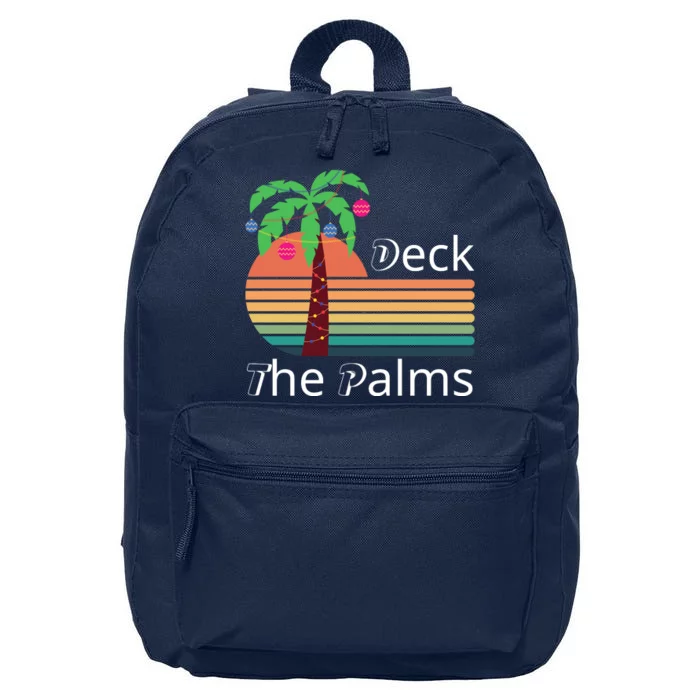 Deck The Palms Tropical Christmas Hawaii Palm Tree Lights Funny Gift 16 in Basic Backpack