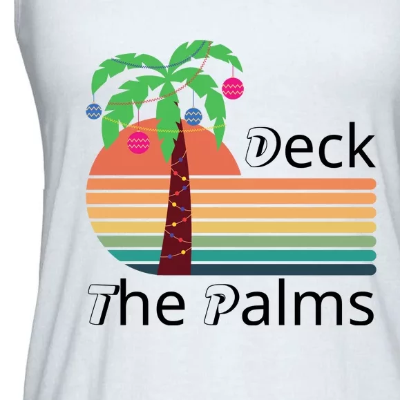 Deck The Palms Tropical Christmas Hawaii Palm Tree Lights Funny Gift Ladies Essential Flowy Tank