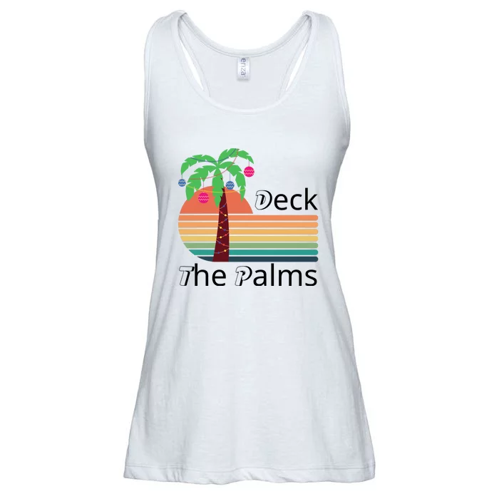 Deck The Palms Tropical Christmas Hawaii Palm Tree Lights Funny Gift Ladies Essential Flowy Tank