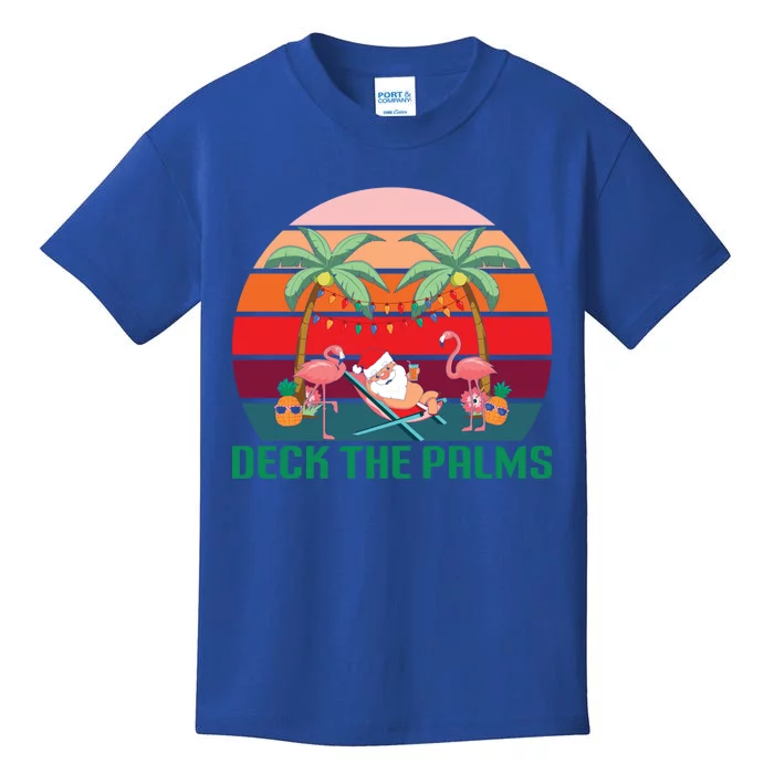 Deck The Palms Tropical Xmas Christmas In July Funny Santa Meaningful Gift Kids T-Shirt