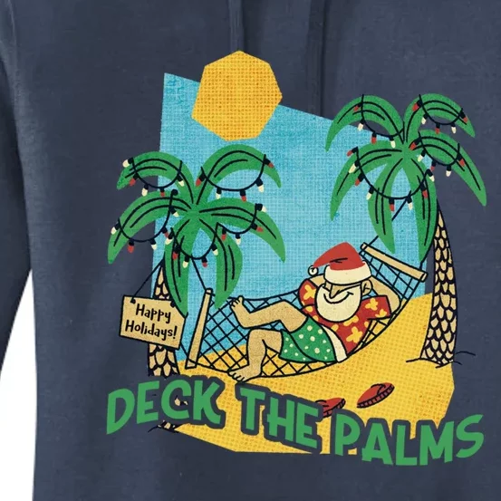 Deck The Palms / Merry Christmas Santa / Christmas Lights Gift Women's Pullover Hoodie