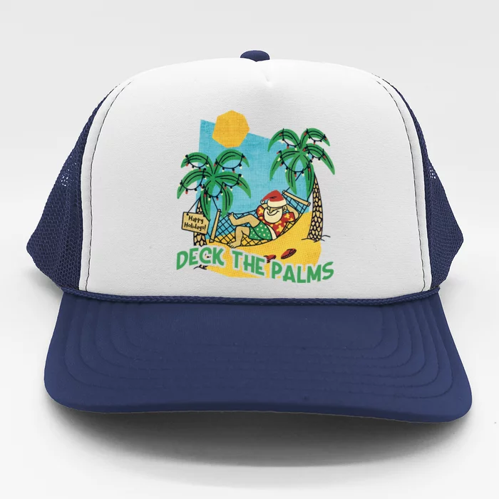 Deck The Palms / Merry Christmas Santa / Christmas Lights Gift Trucker Hat