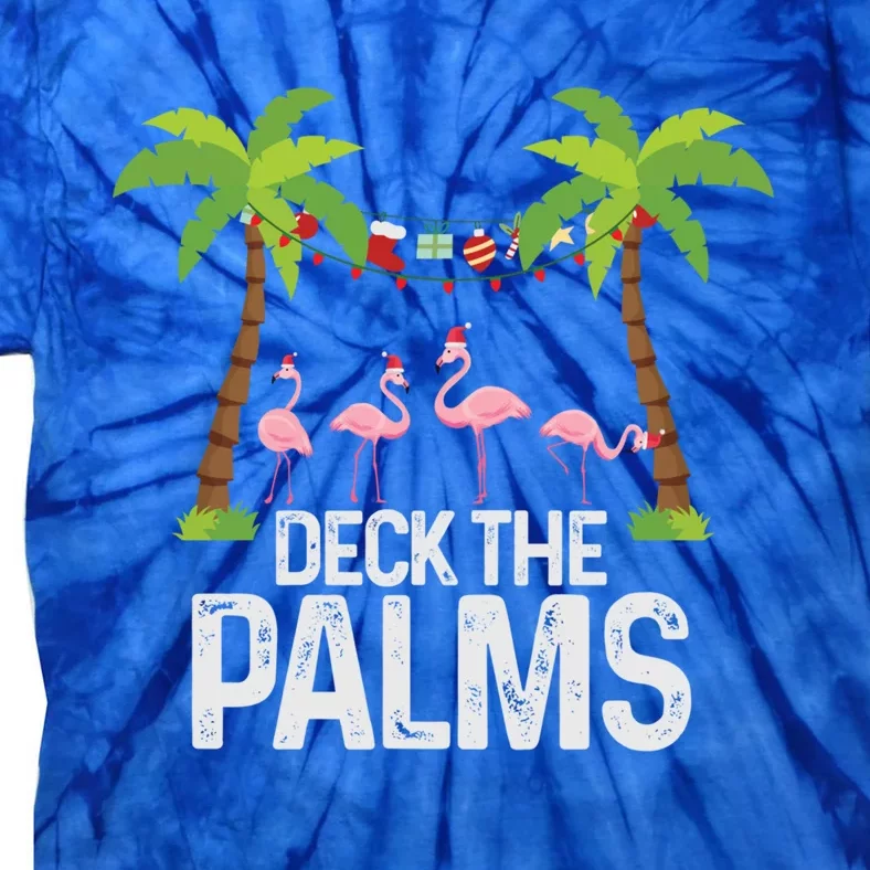 Deck The Palms Flamingo Christmas Light Christmas Gift Meaningful Gift Tie-Dye T-Shirt