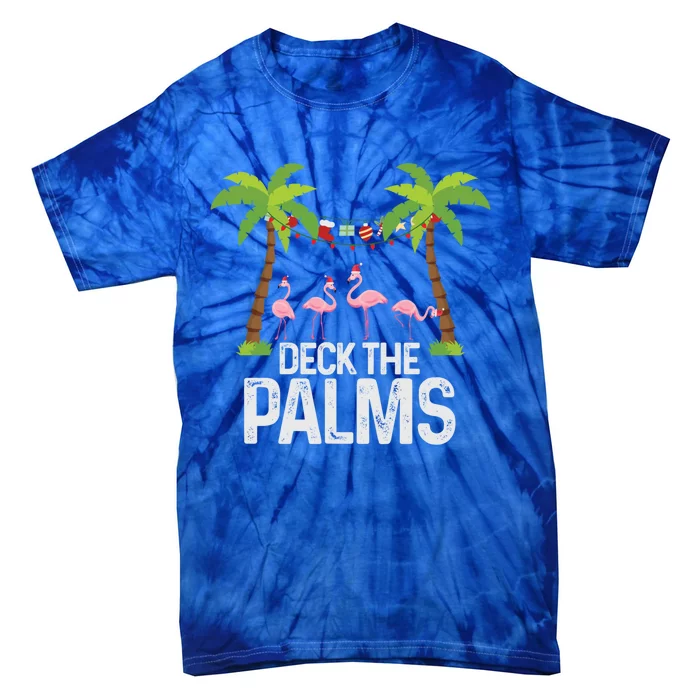 Deck The Palms Flamingo Christmas Light Christmas Gift Meaningful Gift Tie-Dye T-Shirt