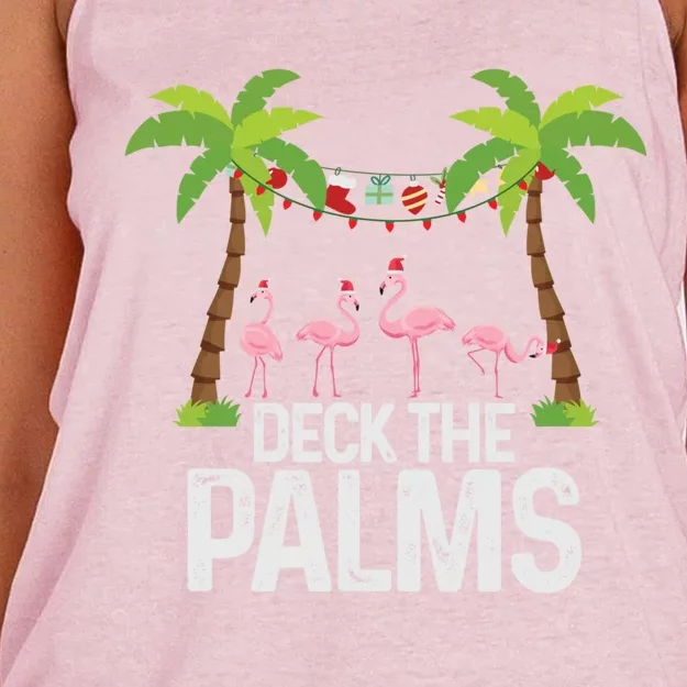 Deck The Palms Flamingo Christmas Light Christmas Gift Meaningful Gift Women's Knotted Racerback Tank