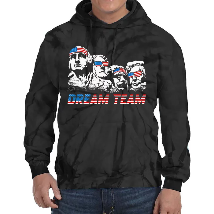 Dream Team President American Flag Patriotic 4th Of July Tie Dye Hoodie