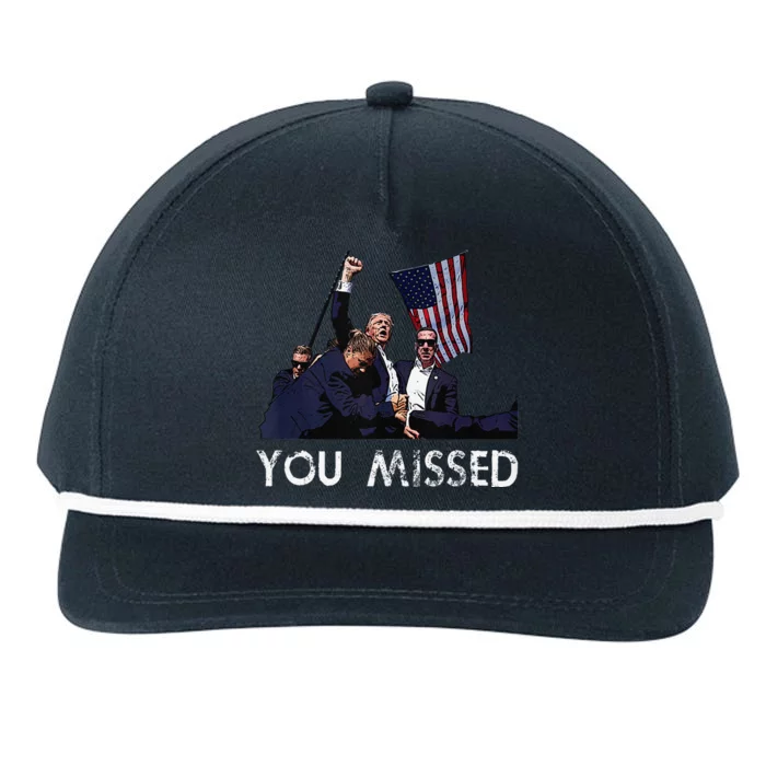 Donald Trump President Fist Pump You Missed 2024 Snapback Five-Panel Rope Hat