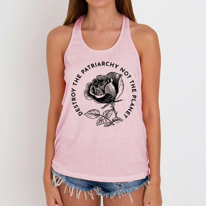 Destroy The Patriarchy Not The Planet Gift Women's Knotted Racerback Tank