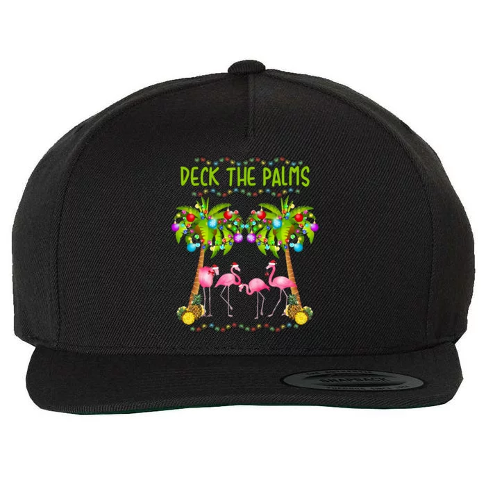 Deck The Palms Merry Flamingo Christmas Gift Sweater Wool Snapback Cap