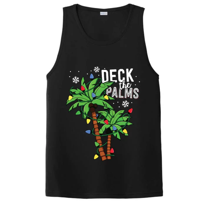 Deck The Palms Tropical Hawaii Christmas Palm Tree Lights Performance Tank