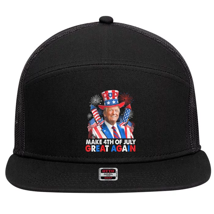 Donald Trump Patriotic Firework Make 4th Of July Great Again 7 Panel Mesh Trucker Snapback Hat