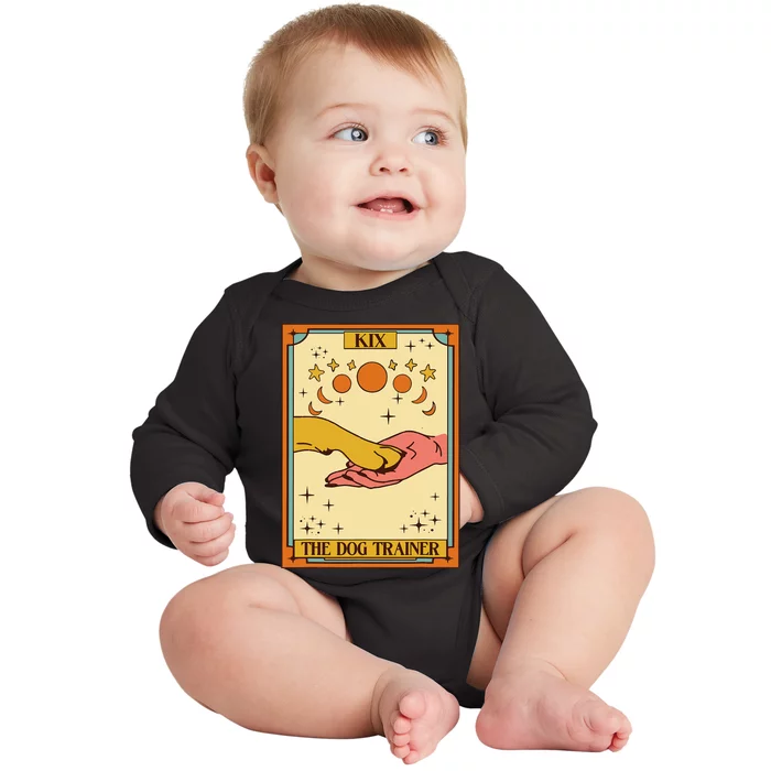 Dog Training Positive Reinforcement Dog Trainer Tarot Card Baby Long Sleeve Bodysuit