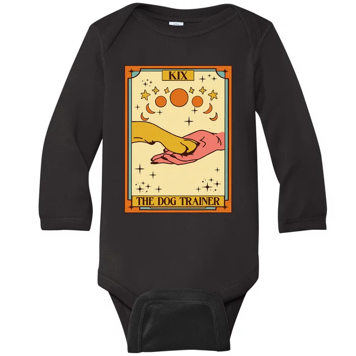 Dog Training Positive Reinforcement Dog Trainer Tarot Card Baby Long Sleeve Bodysuit