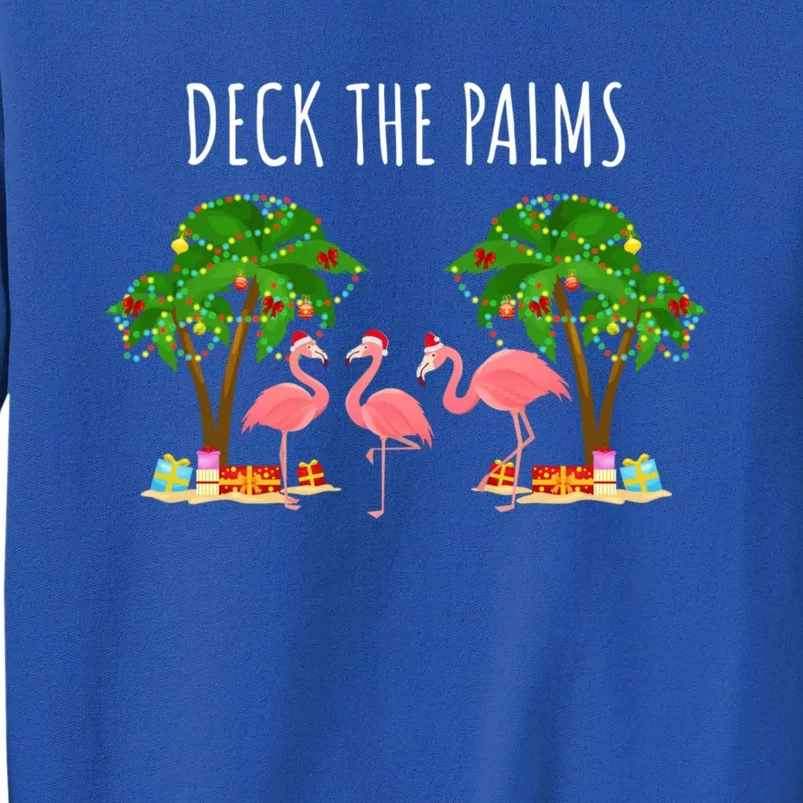 Deck The Palms Christmas Flamingo Bird Design With Trees Gift Sweatshirt