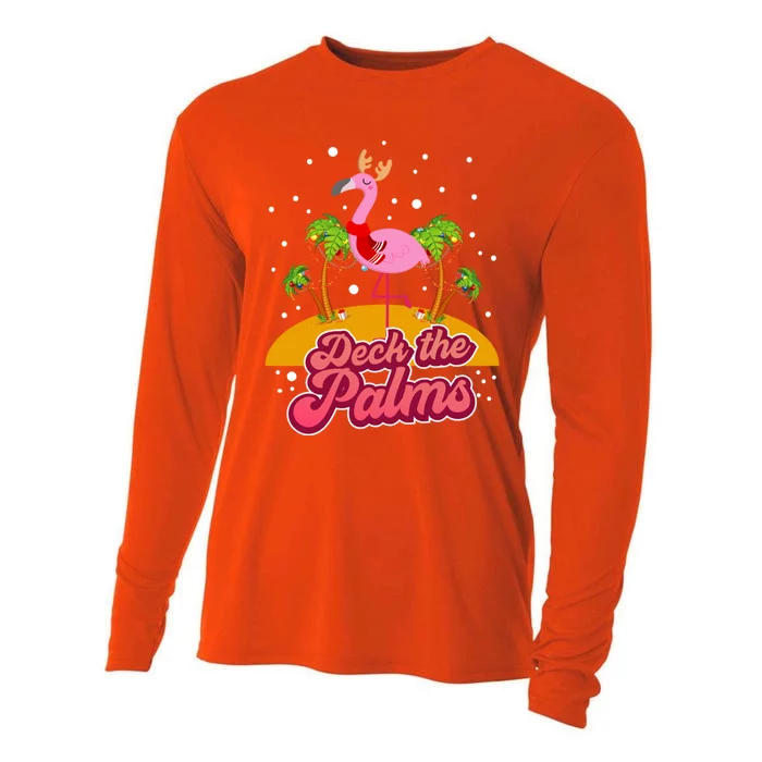 Deck The Palms Christmas Flamingo Gift Cooling Performance Long Sleeve Crew