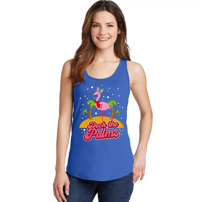 Deck The Palms Christmas Flamingo Gift Ladies Essential Tank