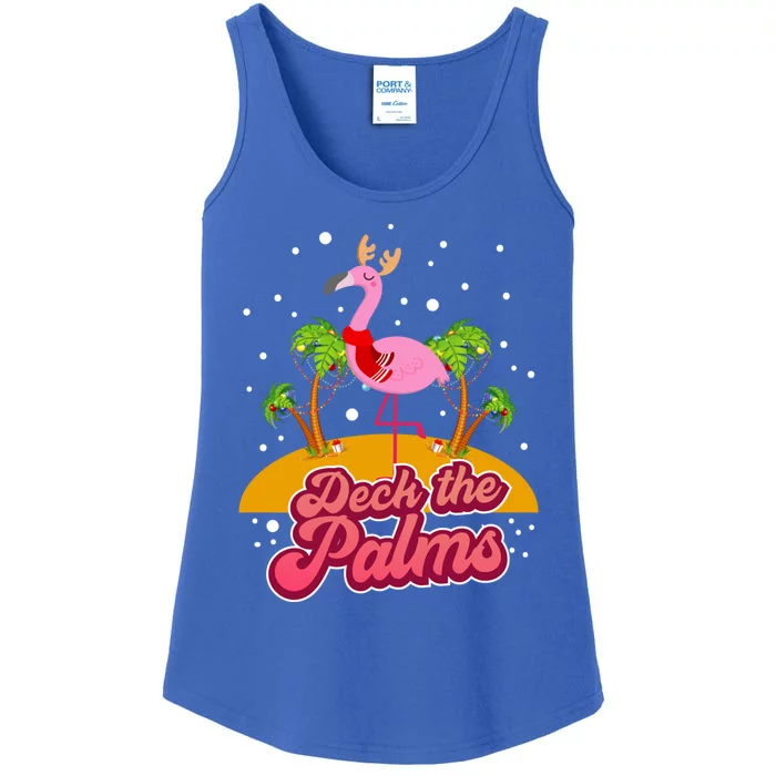 Deck The Palms Christmas Flamingo Gift Ladies Essential Tank