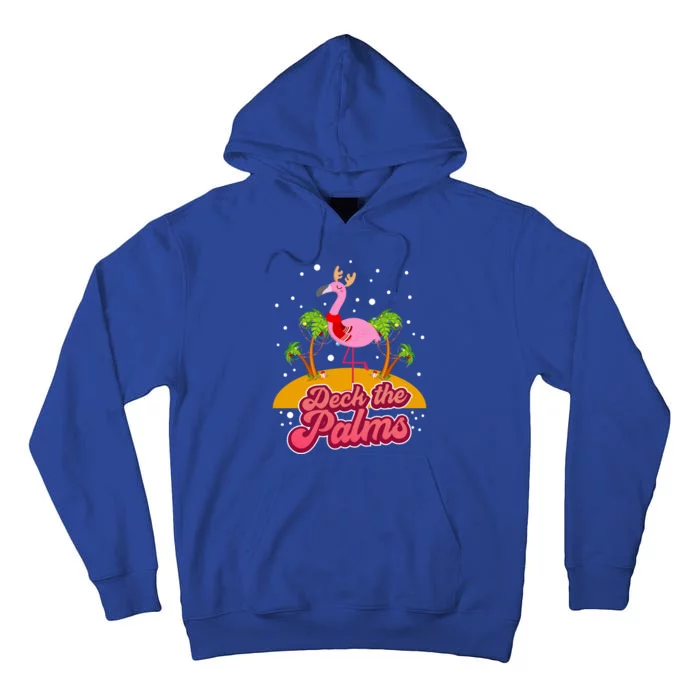 Deck The Palms Christmas Flamingo Gift Tall Hoodie