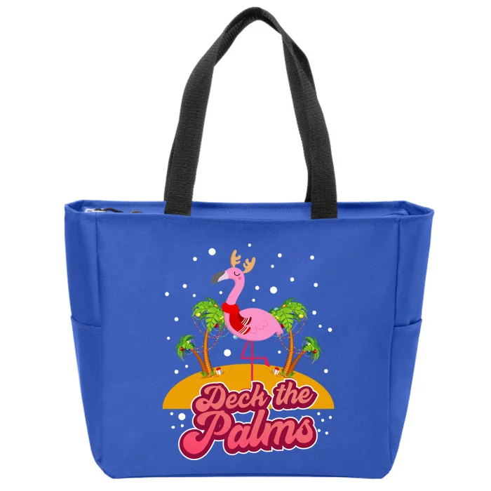 Deck The Palms Christmas Flamingo Gift Zip Tote Bag