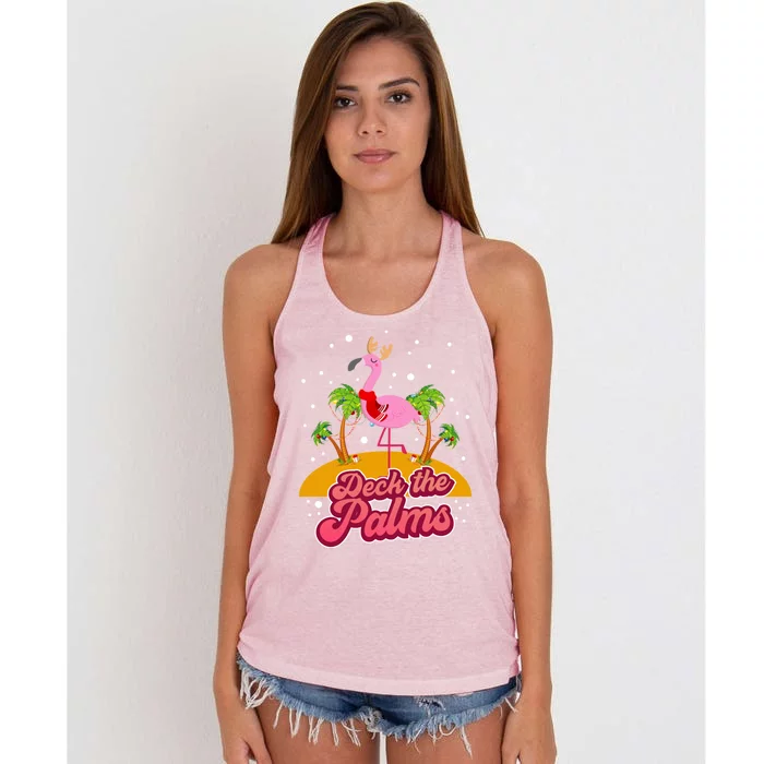 Deck The Palms Christmas Flamingo Gift Women's Knotted Racerback Tank