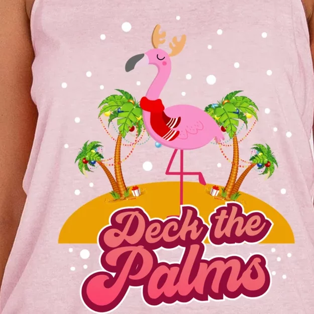 Deck The Palms Christmas Flamingo Gift Women's Knotted Racerback Tank