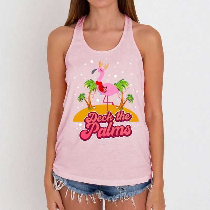 Deck The Palms Christmas Flamingo Gift Women's Knotted Racerback Tank