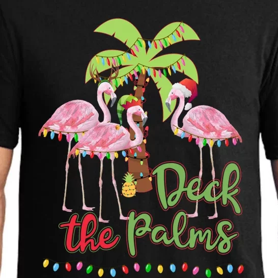 Deck The Palms Flamingo Christmas Gift Vacation Family Gift Pajama Set