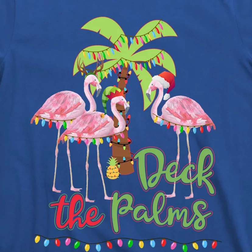 Deck The Palms Flamingo Christmas Gift Vacation Family Gift T-Shirt