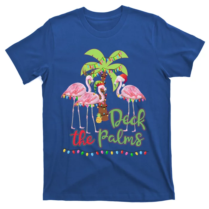 Deck The Palms Flamingo Christmas Gift Vacation Family Gift T-Shirt