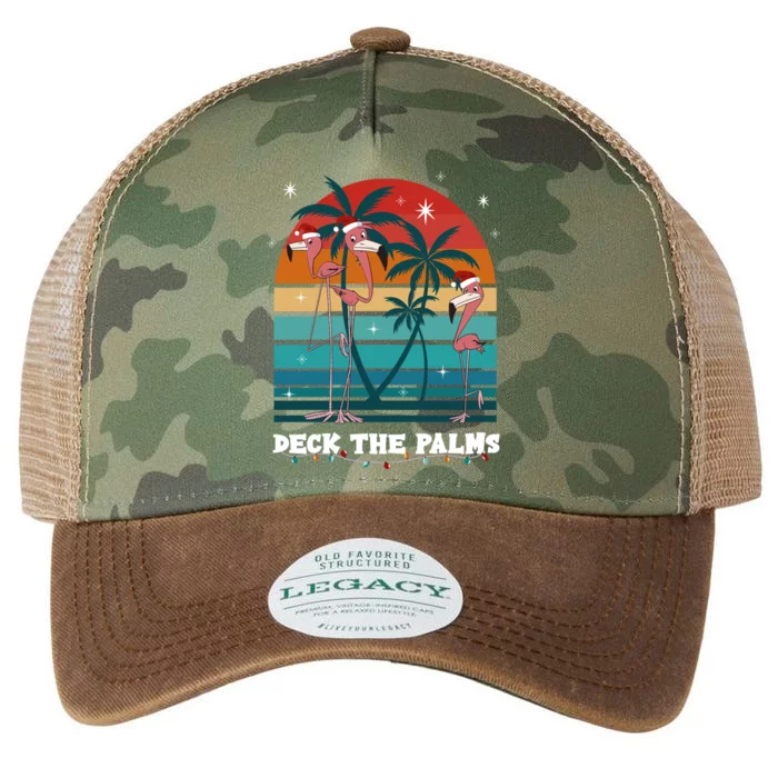 Deck The Palms Flamingo Chistmas Season Gift Legacy Tie Dye Trucker Hat