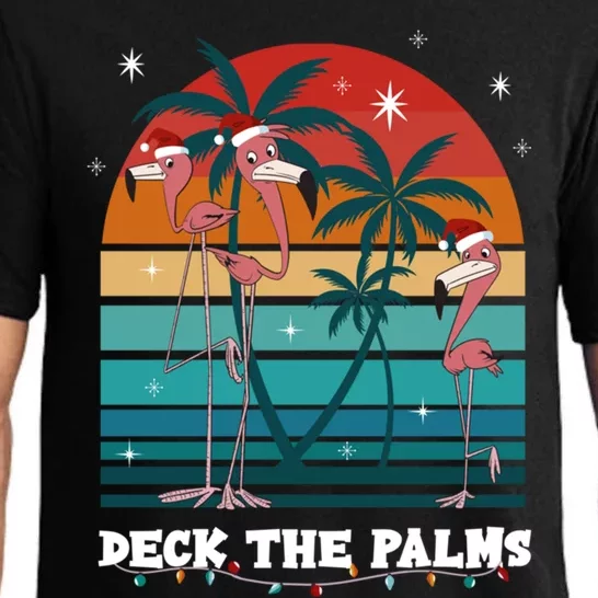 Deck The Palms Flamingo Chistmas Season Gift Pajama Set