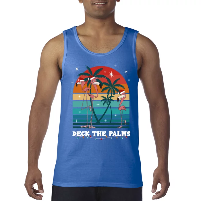 Deck The Palms Flamingo Chistmas Season Gift Tank Top