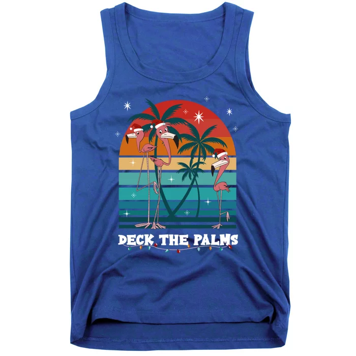 Deck The Palms Flamingo Chistmas Season Gift Tank Top