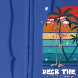 Deck The Palms Flamingo Chistmas Season Gift Full Zip Hoodie