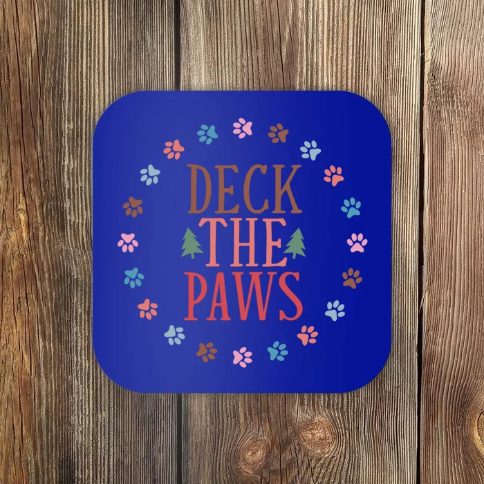 Deck The Paws Dog Lover Xmas Tree Funny Christmas Dog Saying Gift Coaster